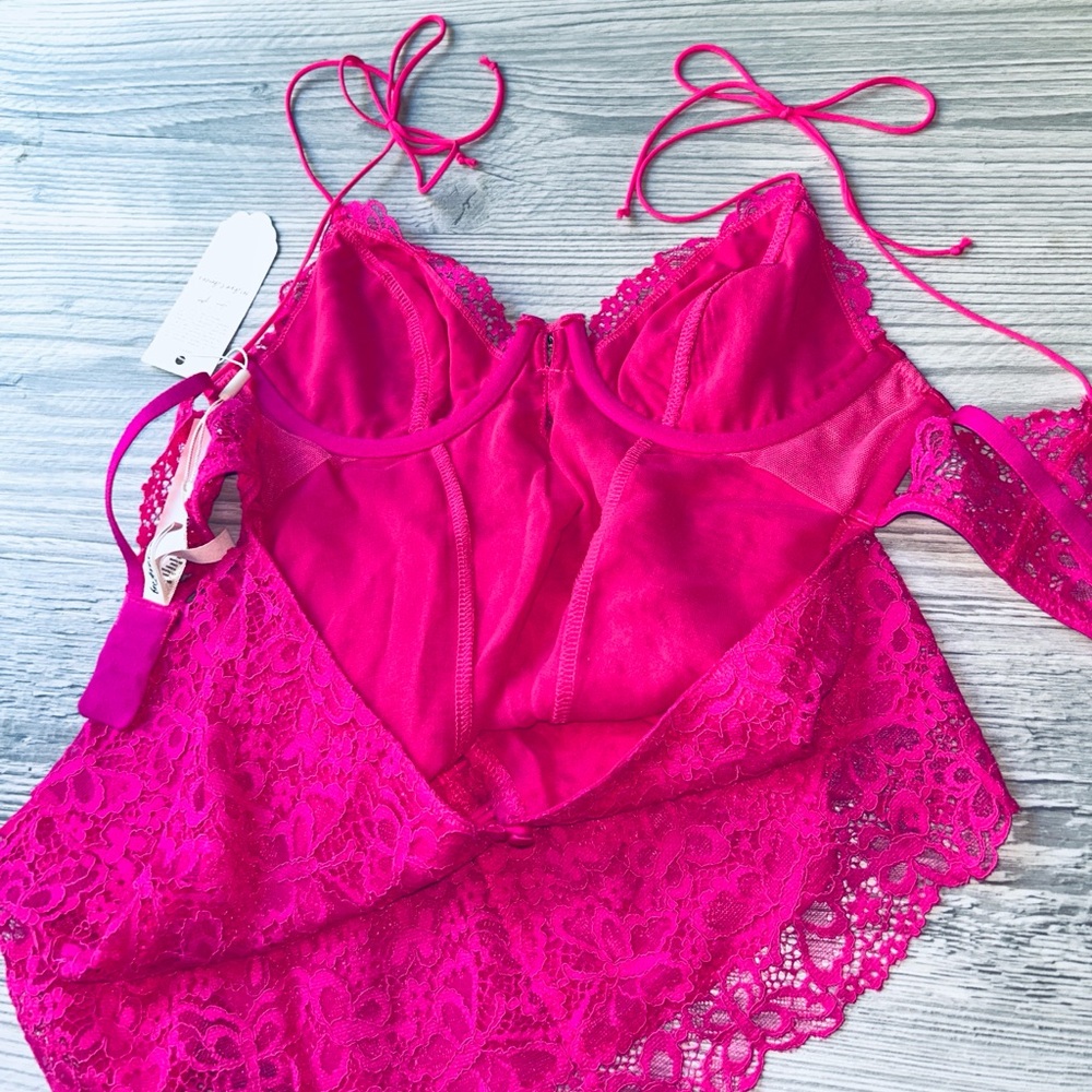 💕🍋For Love & Lemons Fuchsia Lace Mini Dress Victoria Secret Small NWT🎀 - Picture 12 of 14
